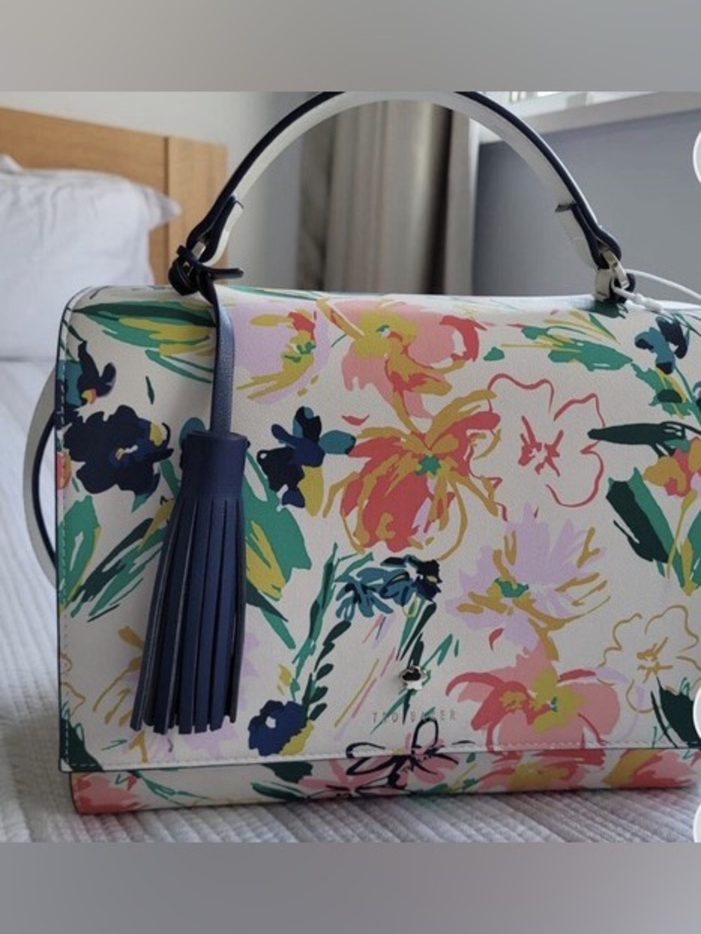 NWT- Ted Baker Floral Crossbody with Navy Tassel